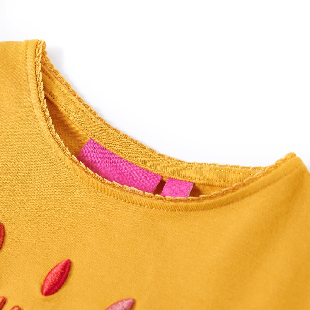 Kindershirt met lange mouwen 92 donkerokerkleurig – afbeelding 3