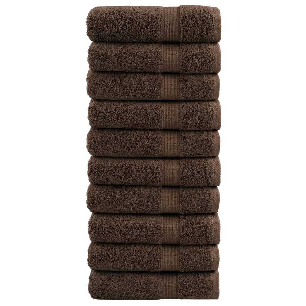 Handdoeken SOLUND 10 st 600 g/m² 50x100 cm bruin – afbeelding 1