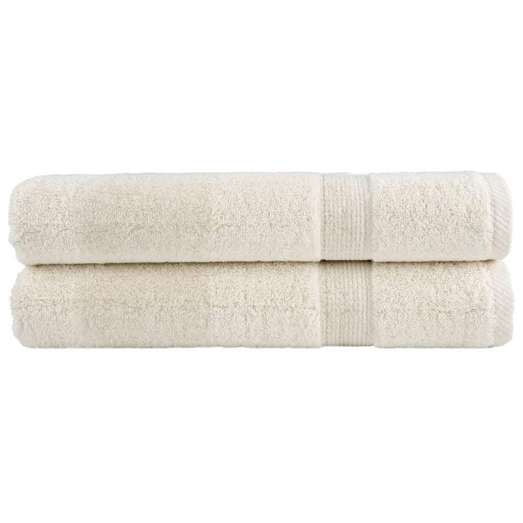 Saunadoeken SOLUND 2 st 600 g/m² 80x200 cm crèmekleurig – afbeelding 1