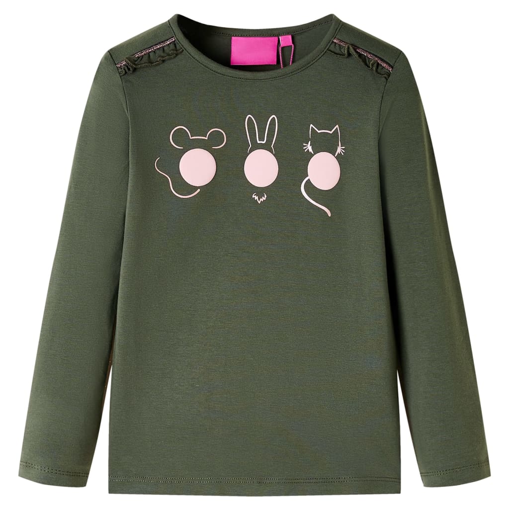Kindershirt met lange mouwen 104 kakikleurig