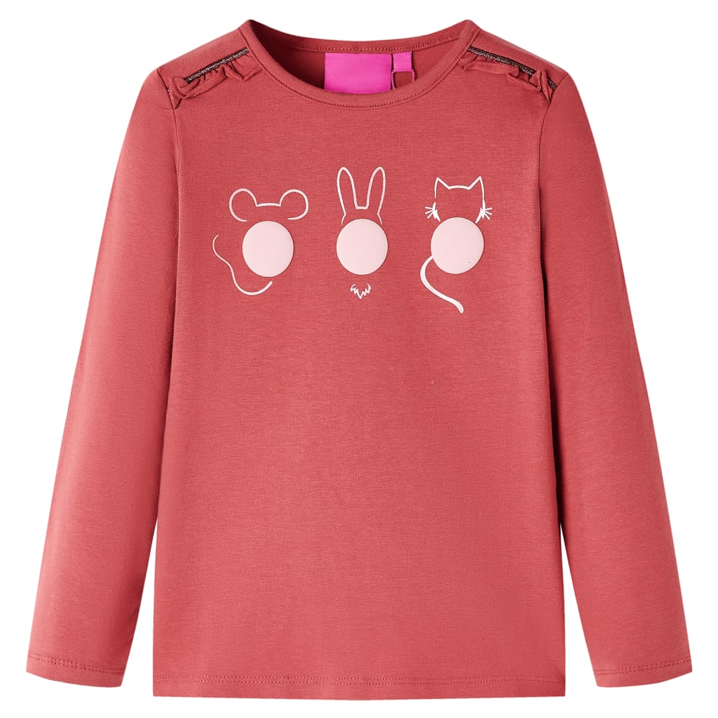 Kindershirt met lange mouwen 128 rozebruin