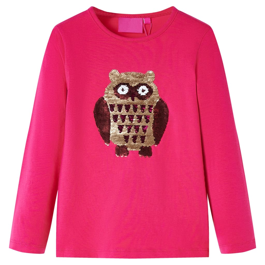 Kindershirt met lange mouwen 92 felroze