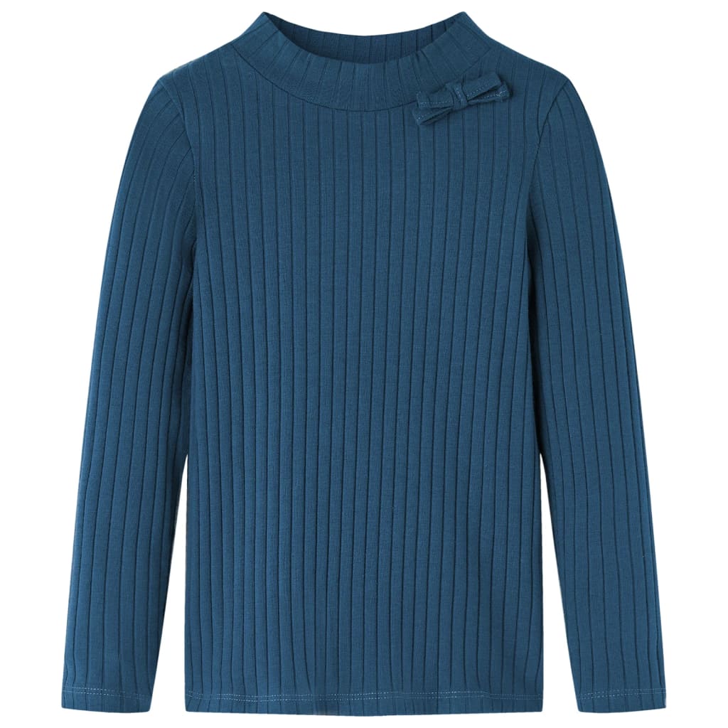 Kindershirt met lange mouwen geribd 104 marineblauw