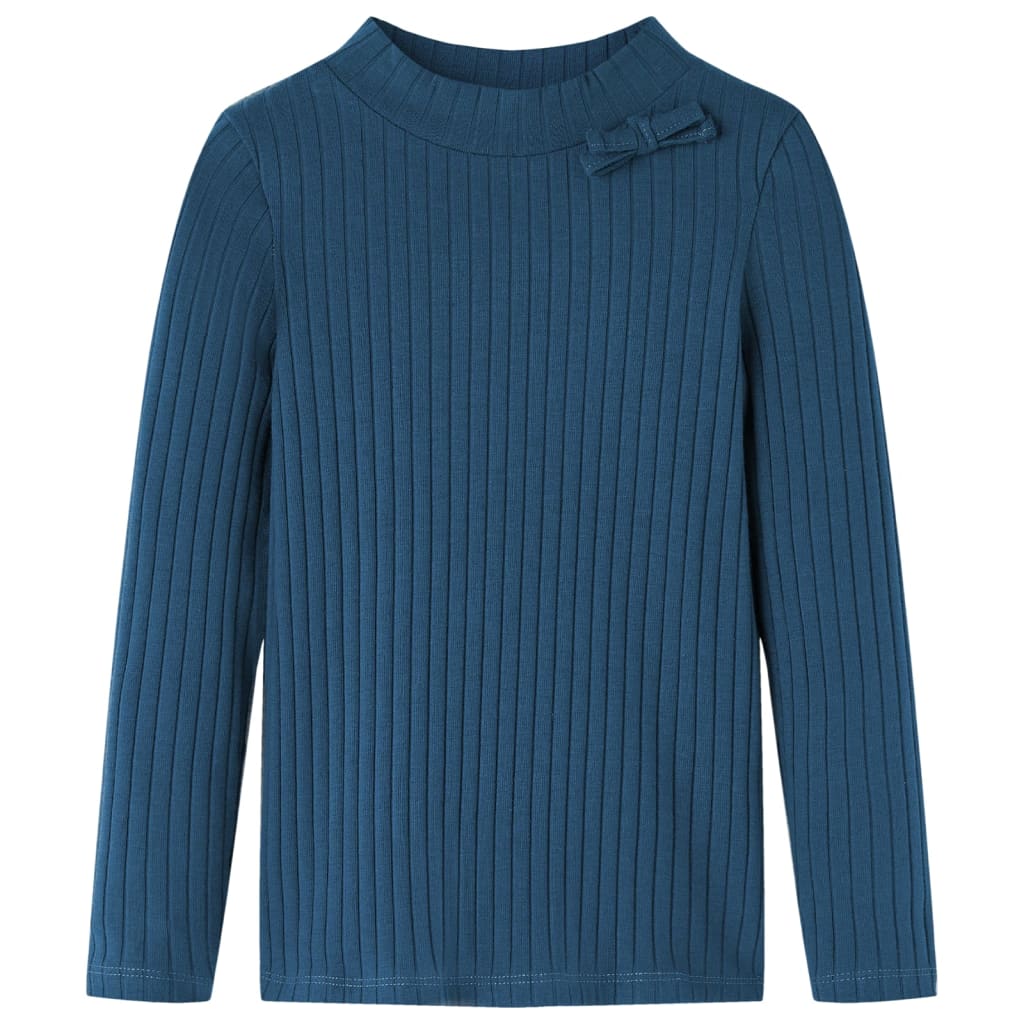 Kindershirt met lange mouwen geribd 140 marineblauw