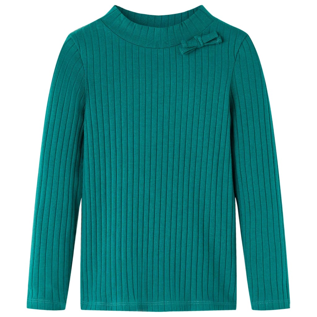 Kindershirt met lange mouwen geribd 104 donkergroen