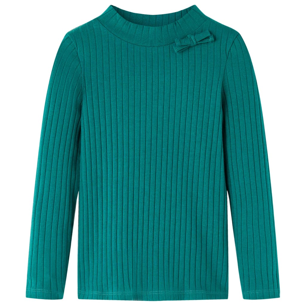 Kindershirt met lange mouwen geribd 116 donkergroen