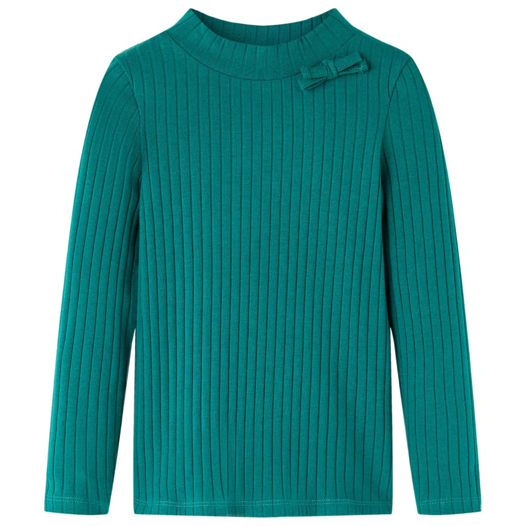 Kindershirt met lange mouwen geribd 128 donkergroen