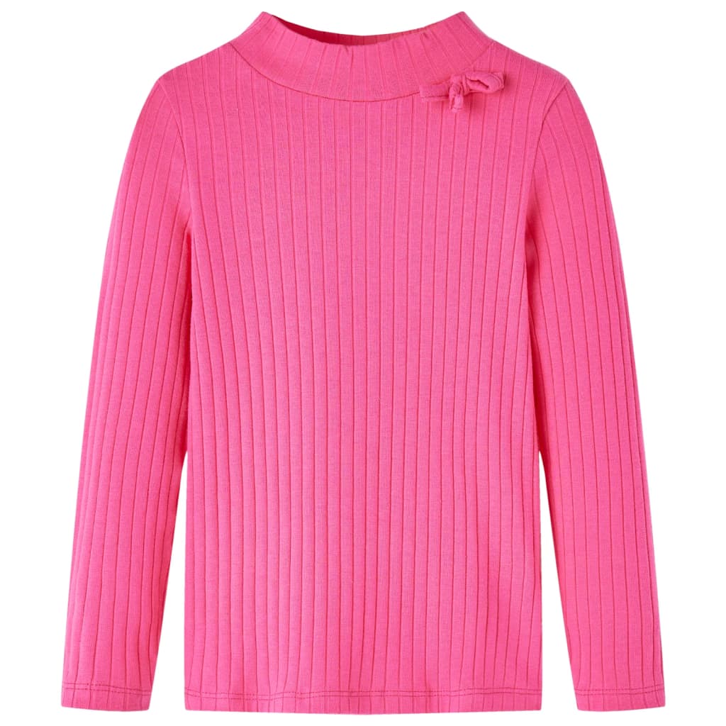 Kindershirt met lange mouwen geribd 116 felroze
