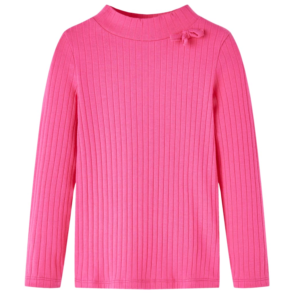 Kindershirt met lange mouwen geribd 128 felroze