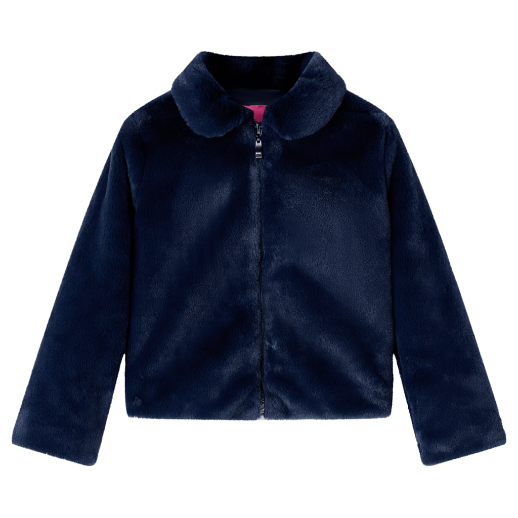 Kinderjas 104 kunstvacht marineblauw