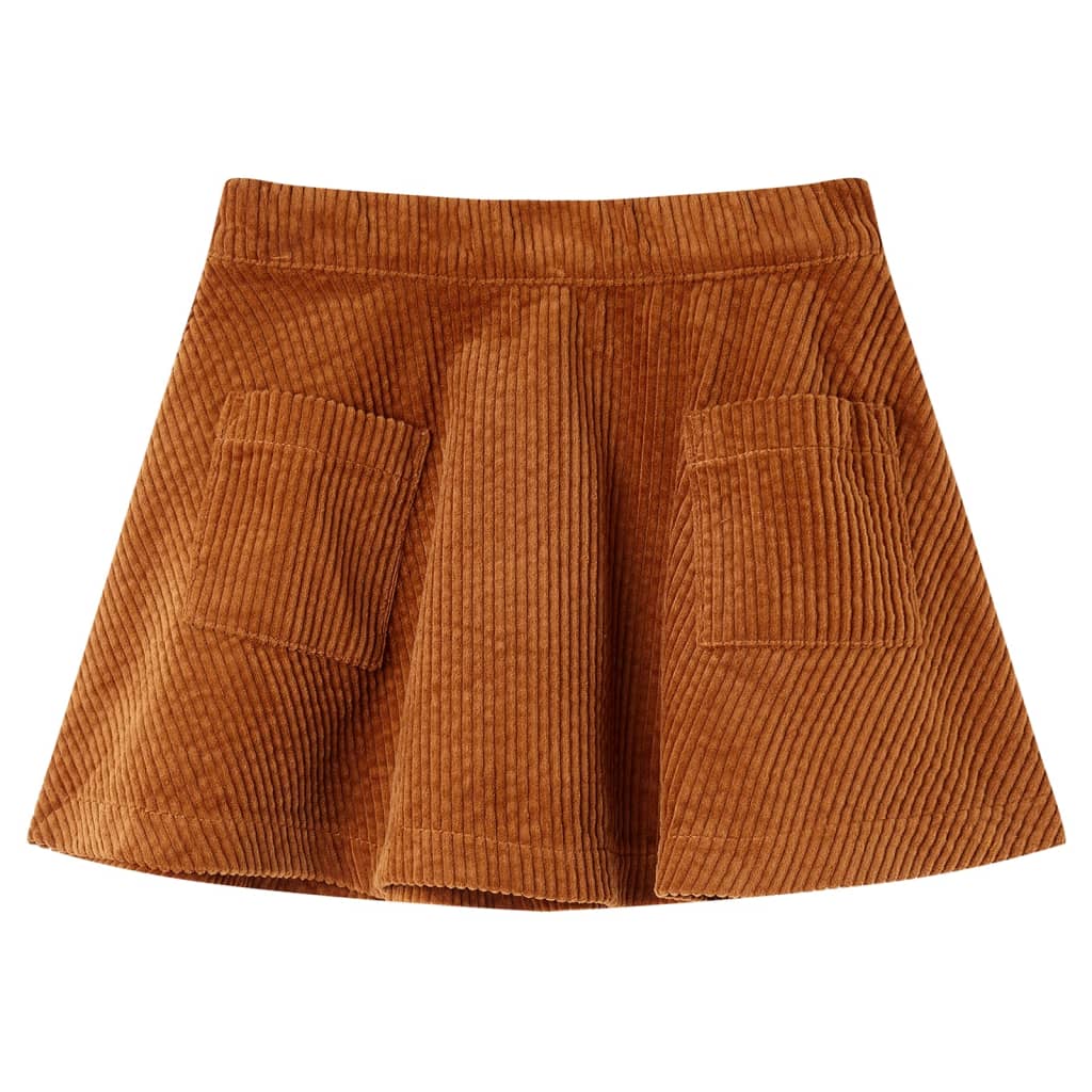 Kinderrok met zakken ribfluweel 104 cognackleurig – afbeelding 1
