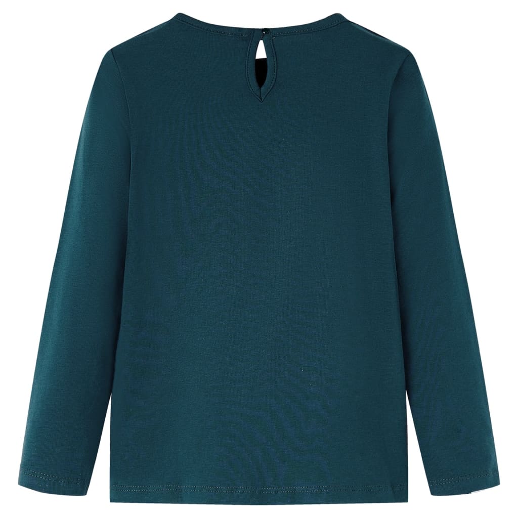 Kindershirt met lange mouwen 128 donkergroen – afbeelding 2