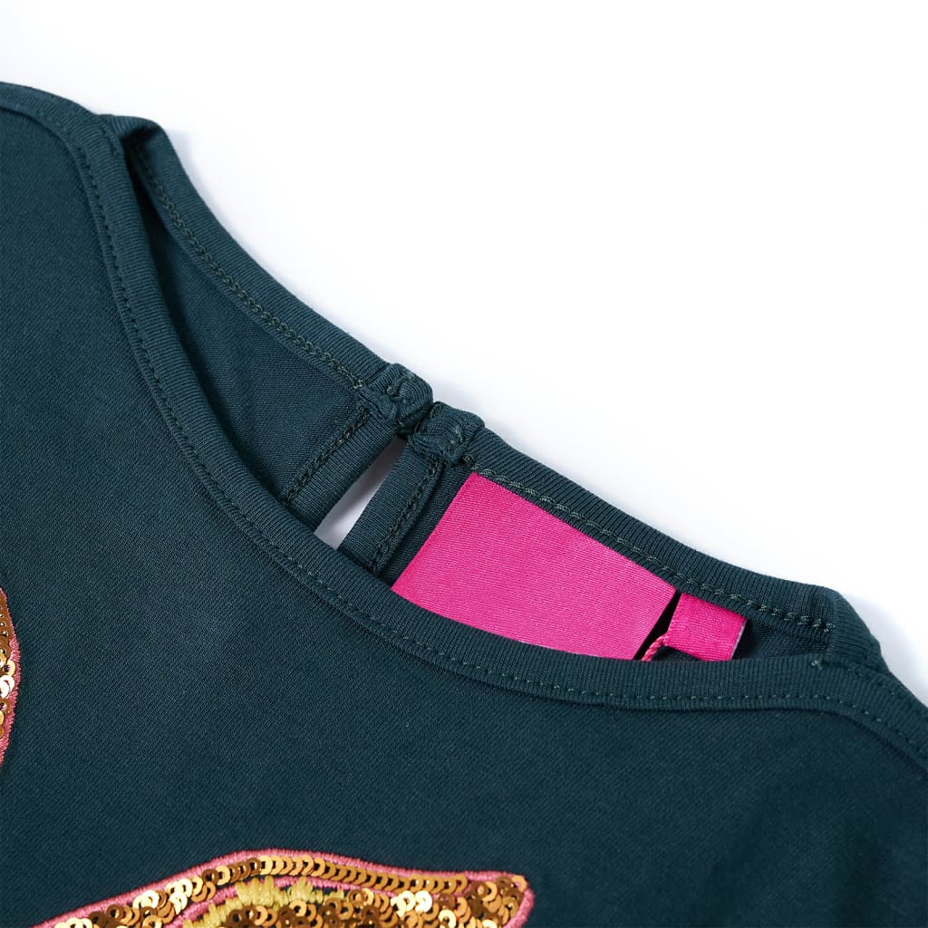 Kindershirt met lange mouwen 128 donkergroen – afbeelding 3