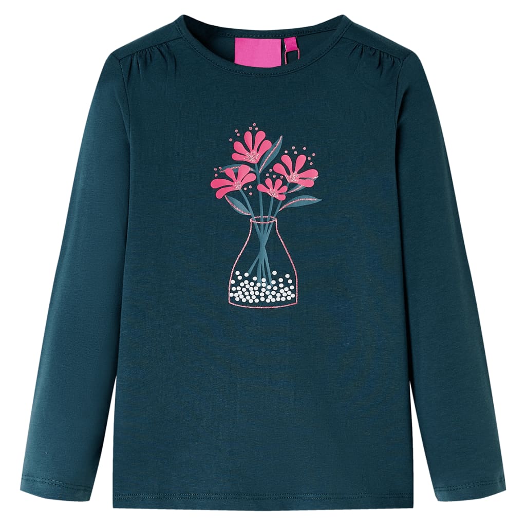 Kindershirt met lange mouwen 116 donkergroen