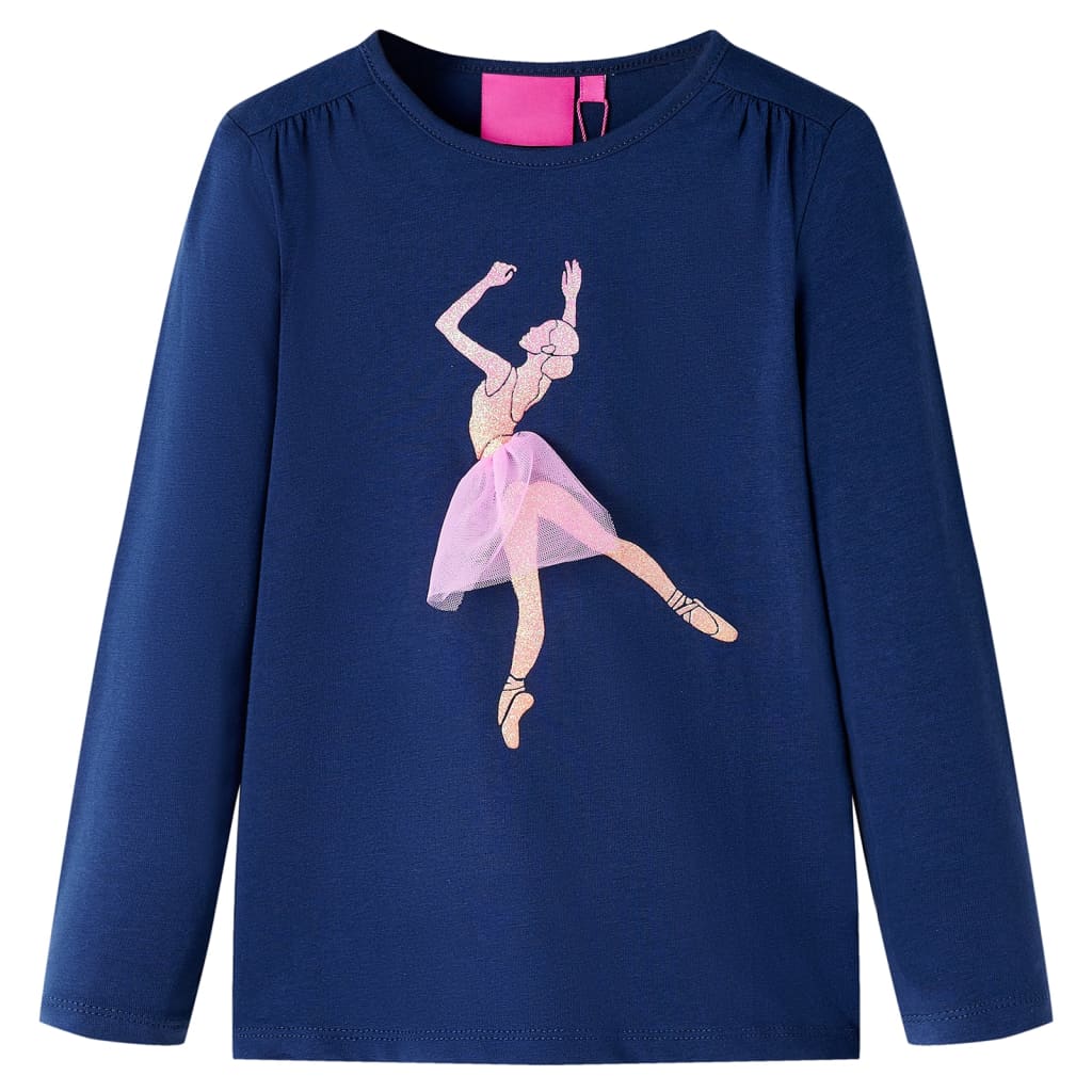 Kindershirt met lange mouwen 104 marineblauw
