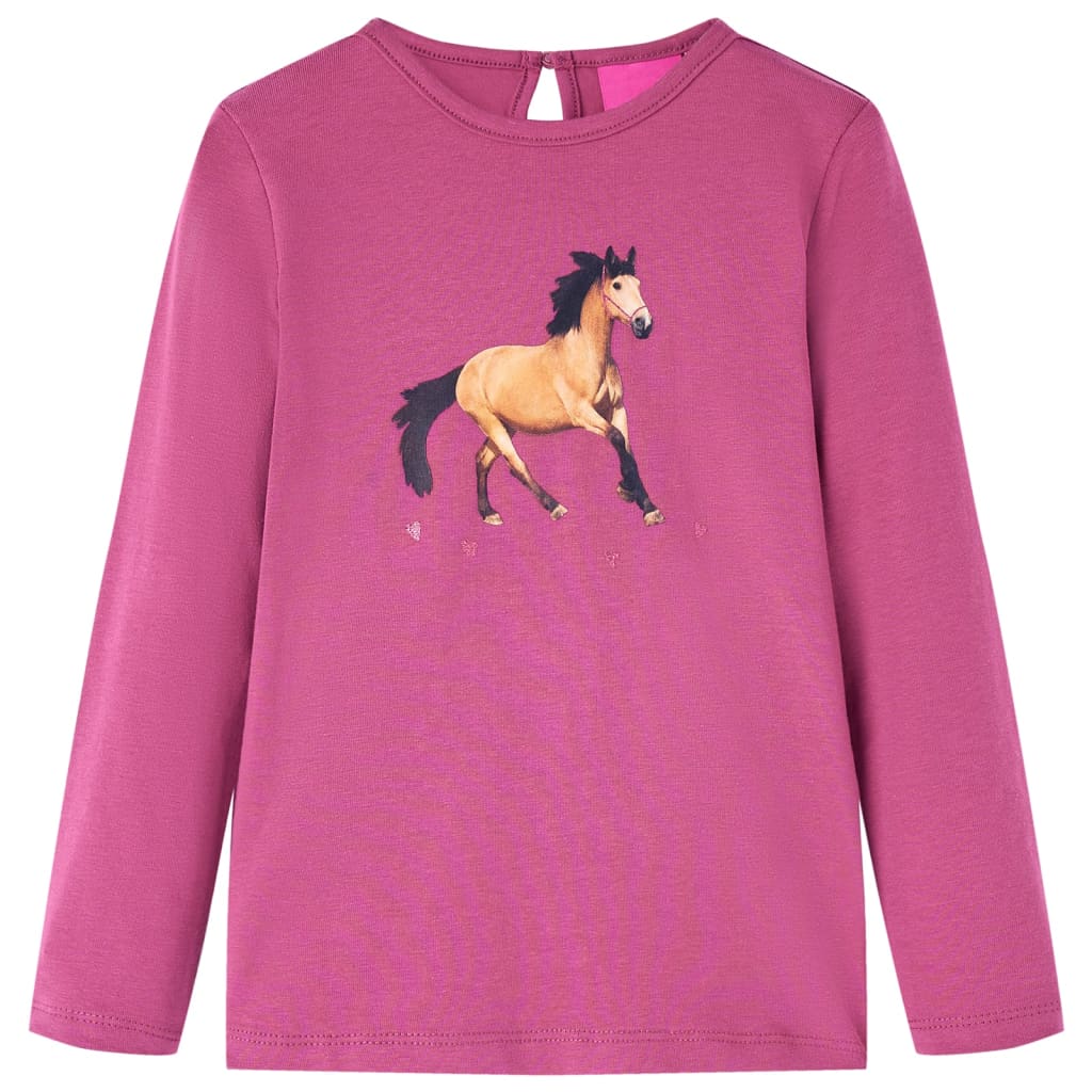 Kindershirt met lange mouwen 92 frambooskleurig
