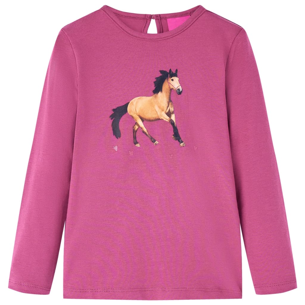 Kindershirt met lange mouwen 140 frambooskleurig