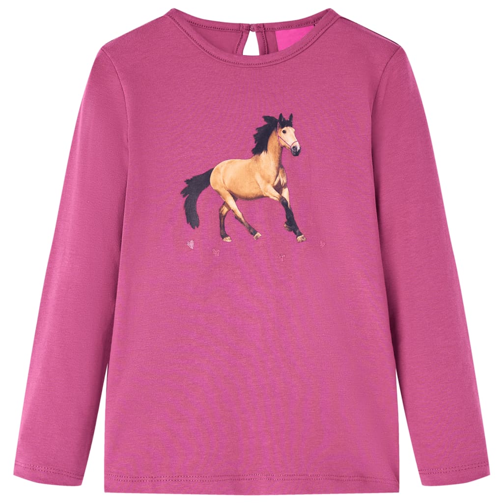 Kindershirt met lange mouwen 116 frambooskleurig