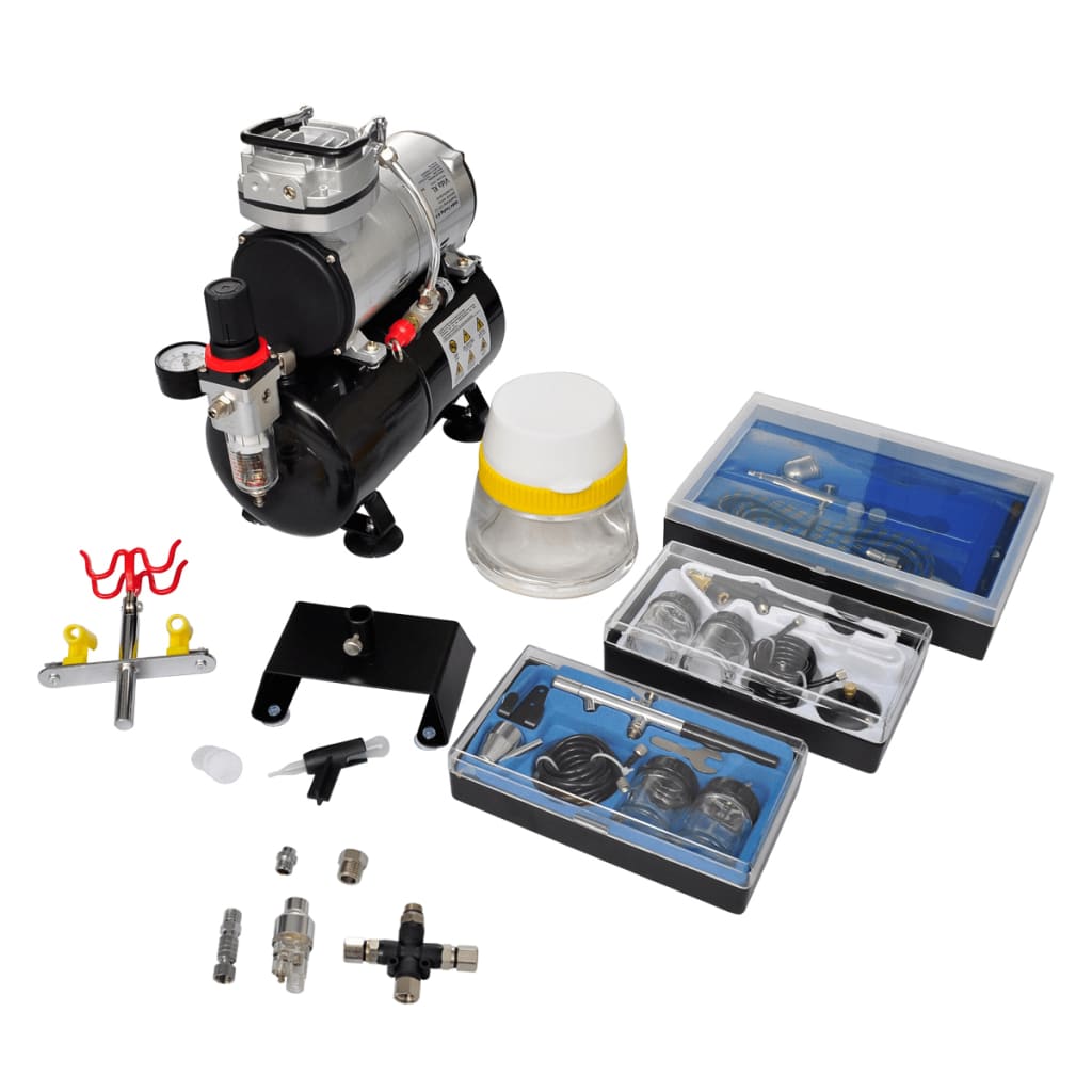 Airbrush Compressorset met 3 pistolen – afbeelding 1