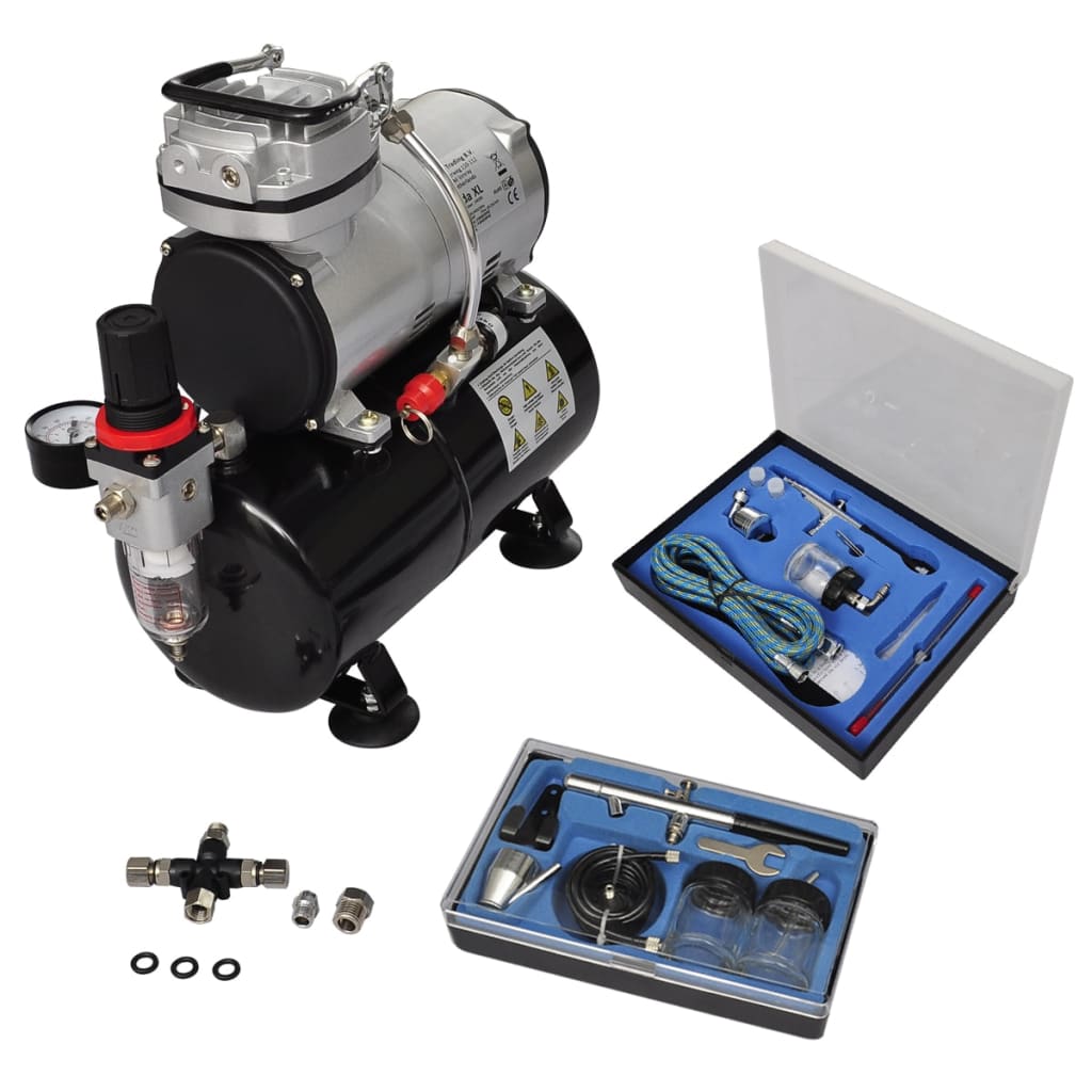 Airbrush Compressorset met 2 pistolen – afbeelding 1