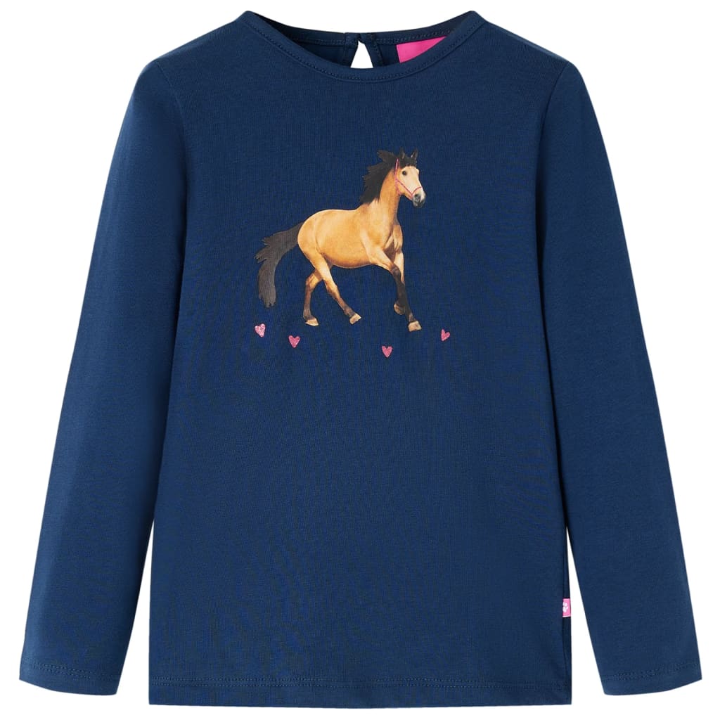 Kindershirt met lange mouwen 116 marineblauw