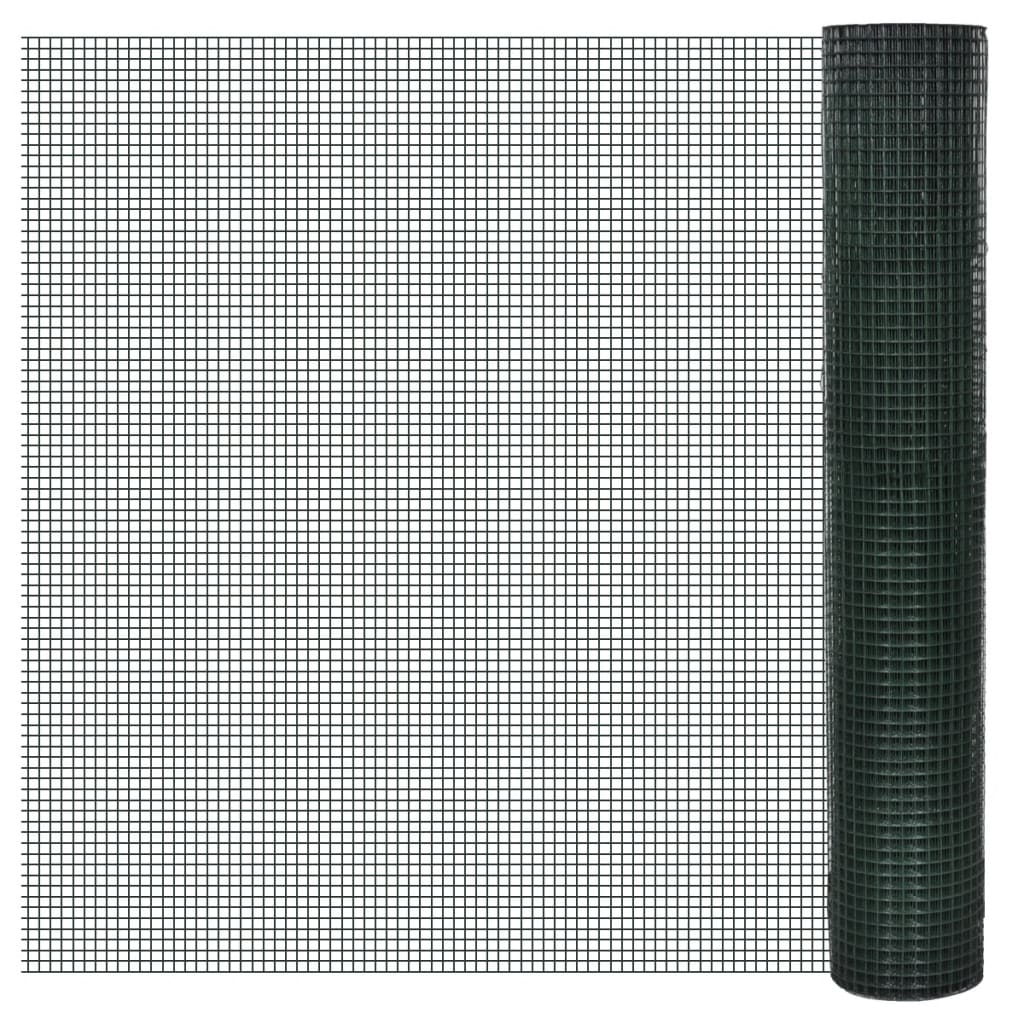 Kippengaas 10x1 m gegalvaniseerd staal met PVC-coating groen – afbeelding 1