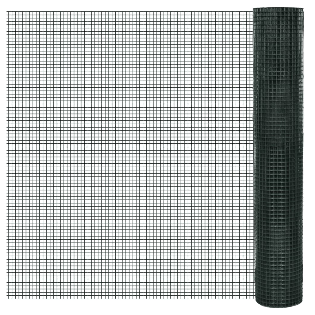 Kippengaas 25x1 m gegalvaniseerd staal met PVC-coating groen – afbeelding 1