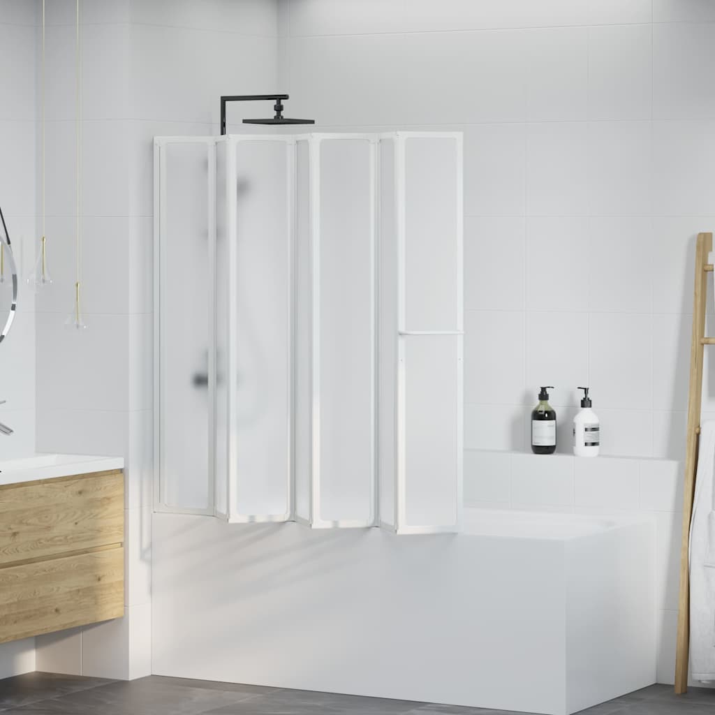 Douche en badscherm 140 x 168 cm 7 panelen met handdoekrek