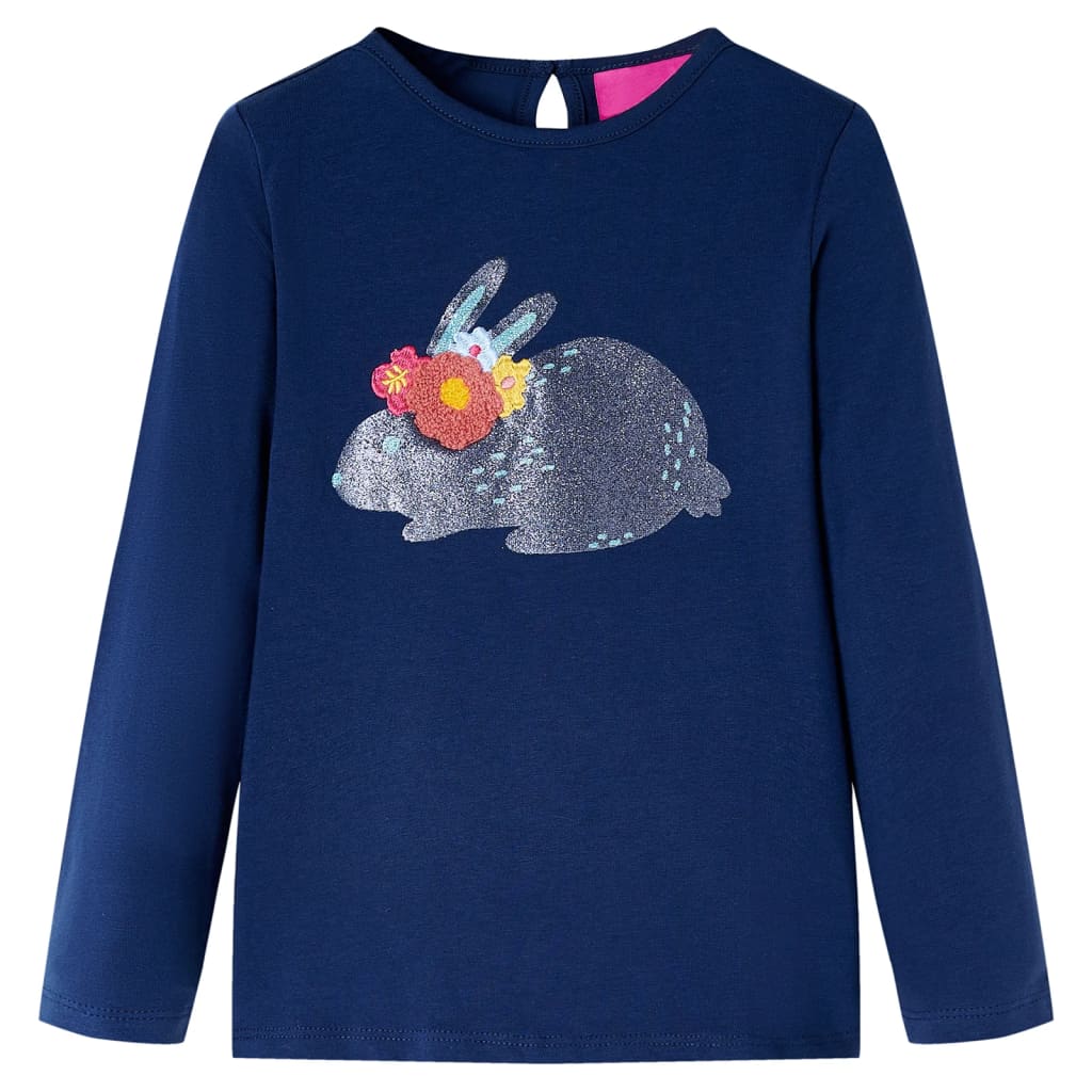 Kindershirt met lange mouwen 128 marineblauw – afbeelding 1