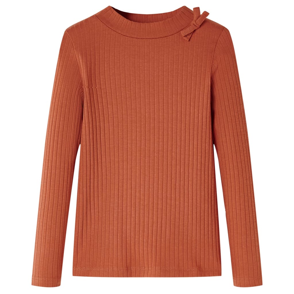 Kindershirt met lange mouwen 116 cognackleurig