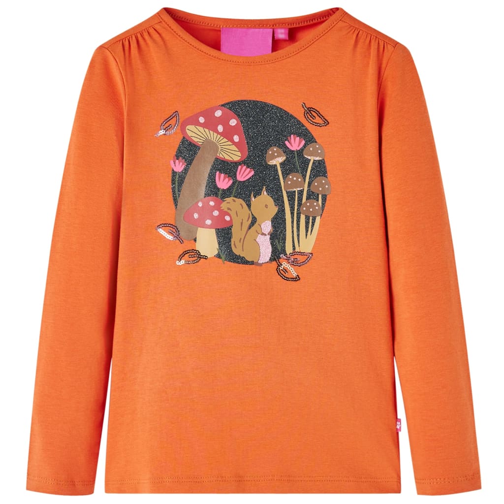 Kindershirt met lange mouwen 92 oranjebruin