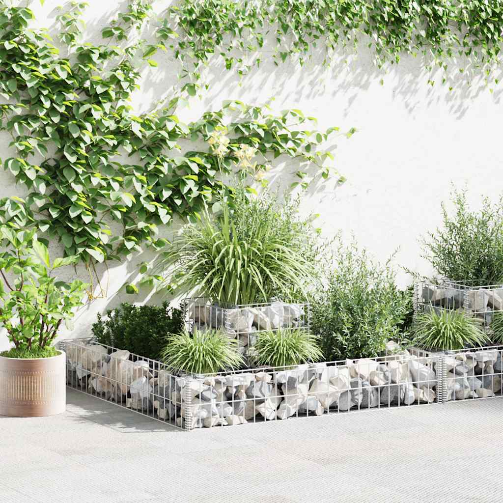 Gabion plantenbak 120x120x20 cm gegalvaniseerd staal