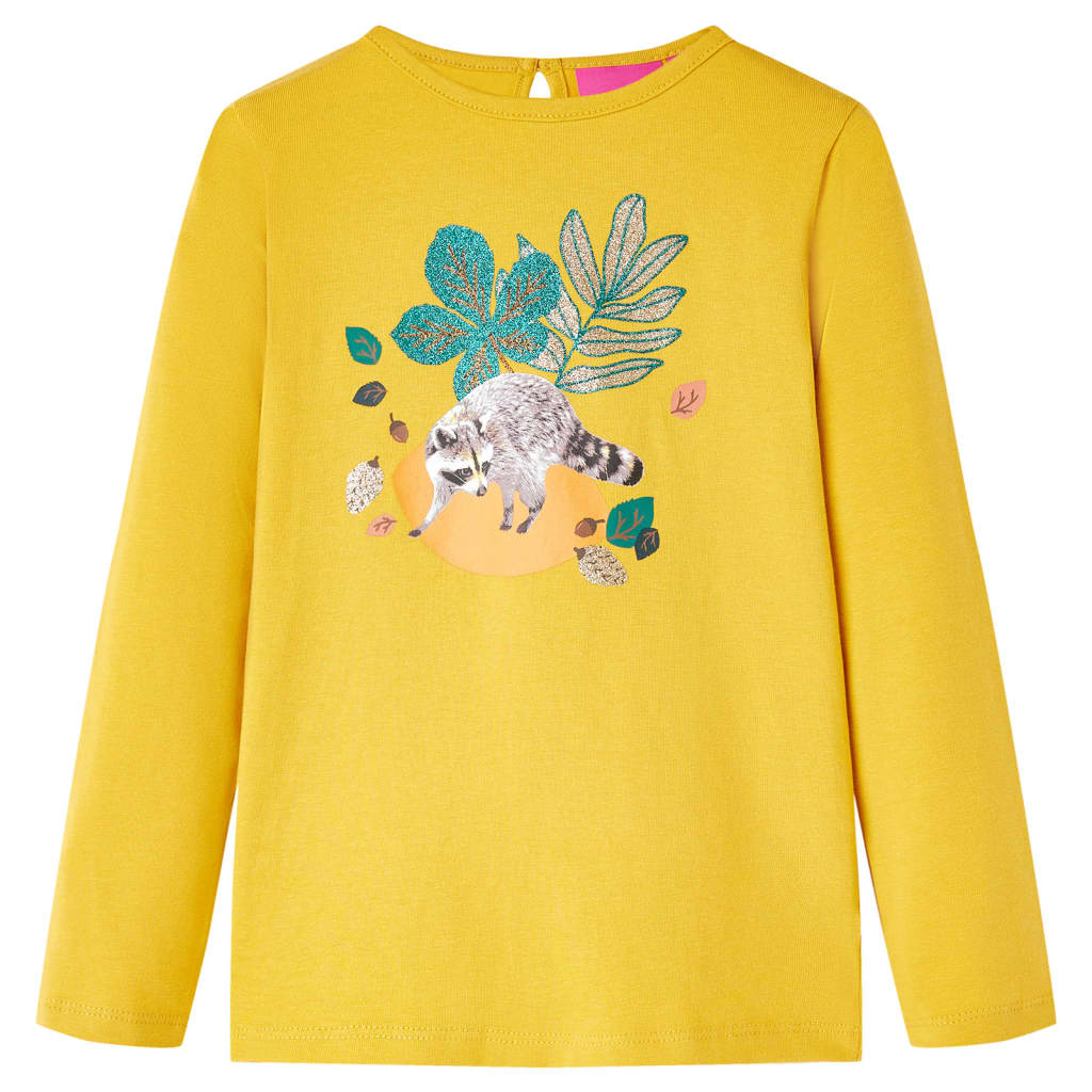Kindershirt met lange mouwen 140 okerkleurig – afbeelding 1