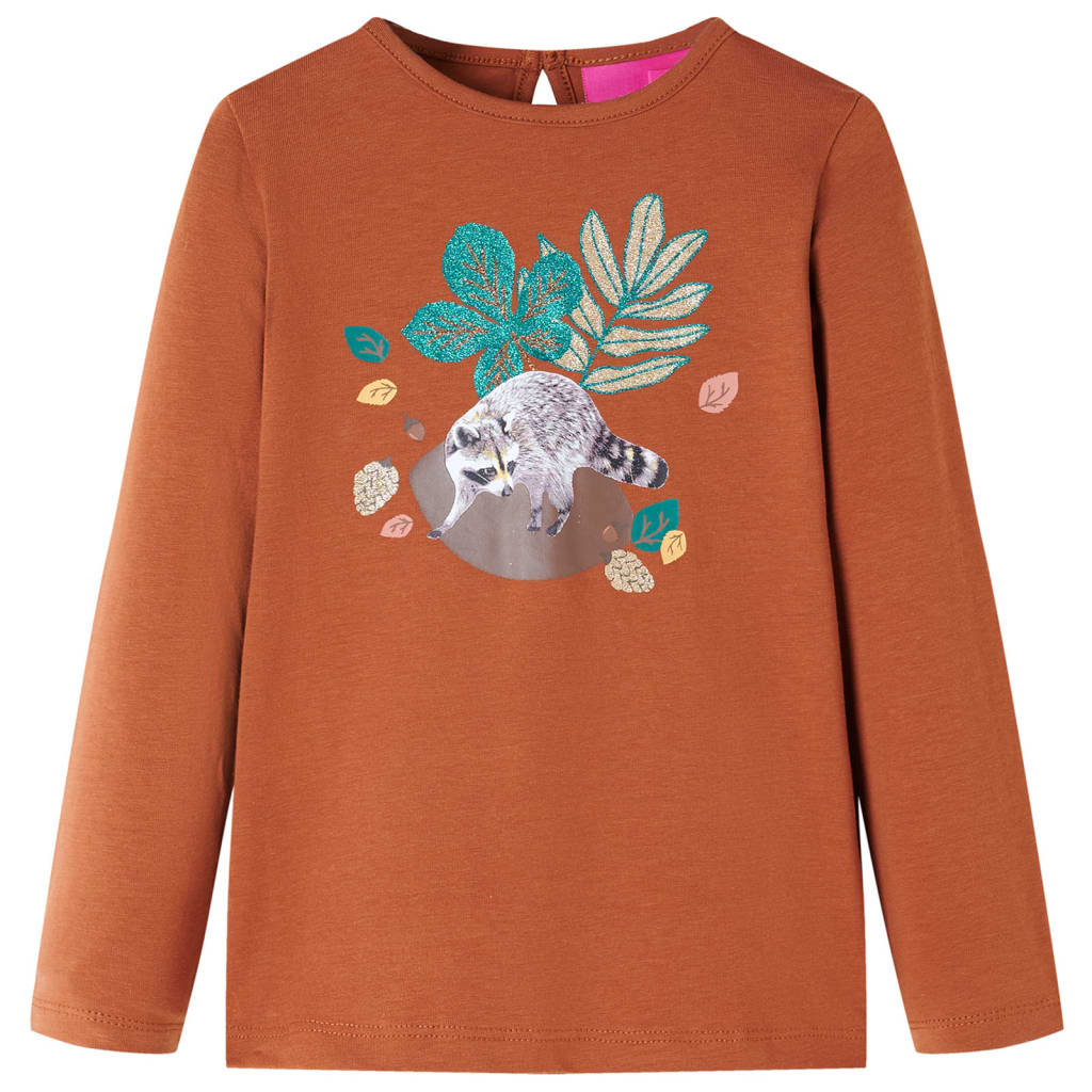 Kindershirt met lange mouwen 140 cognackleurig