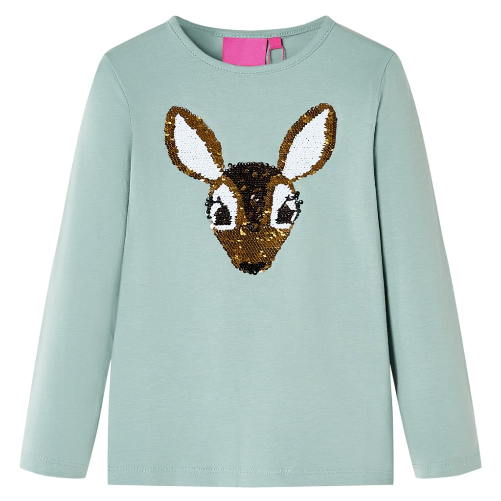 Kindershirt met lange mouwen 128 middelmintkleurig