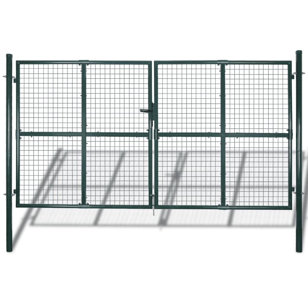 Dubbele poort met deur 300x150 cm gepoedercoat staal