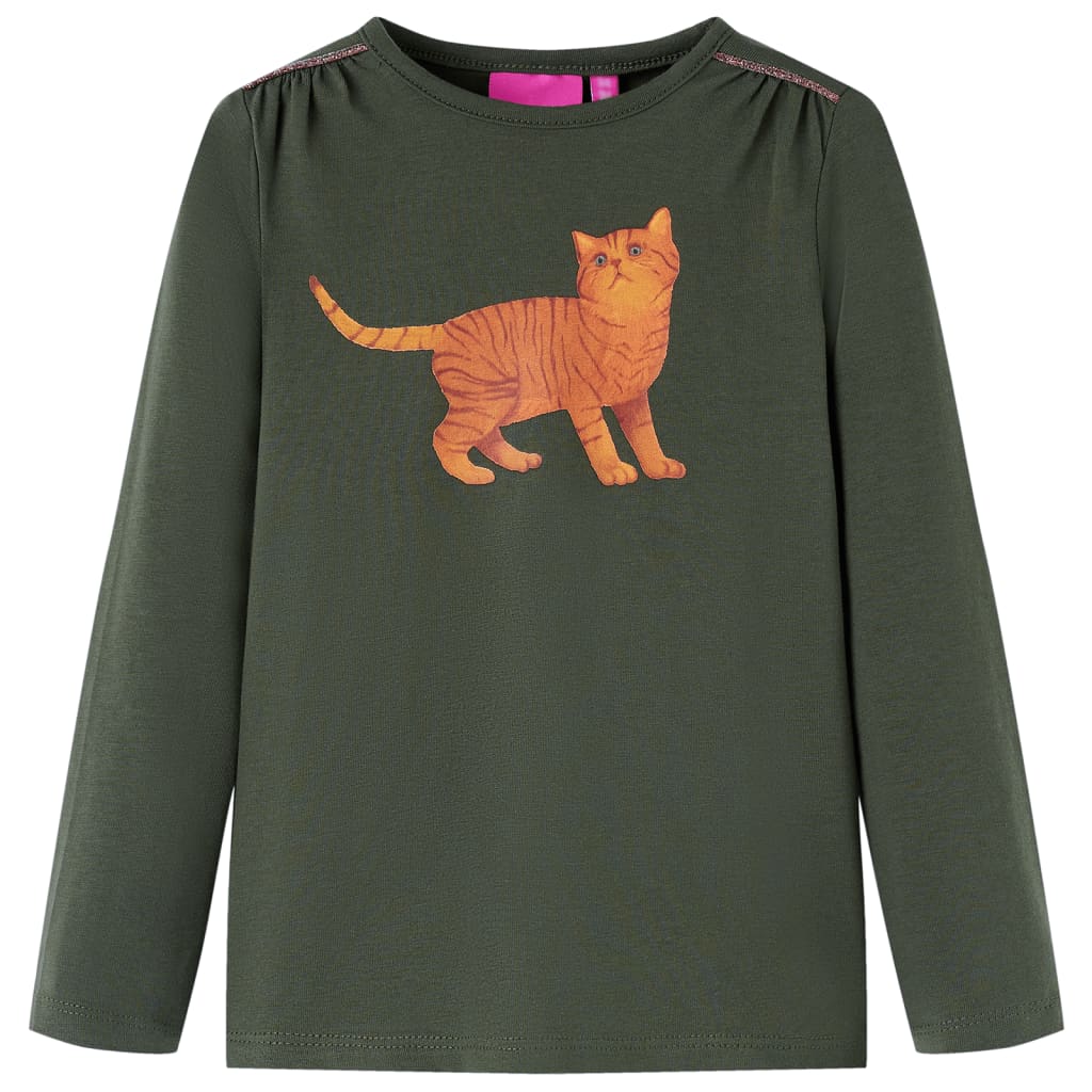 Kindershirt met lange mouwen 128 kakikleurig