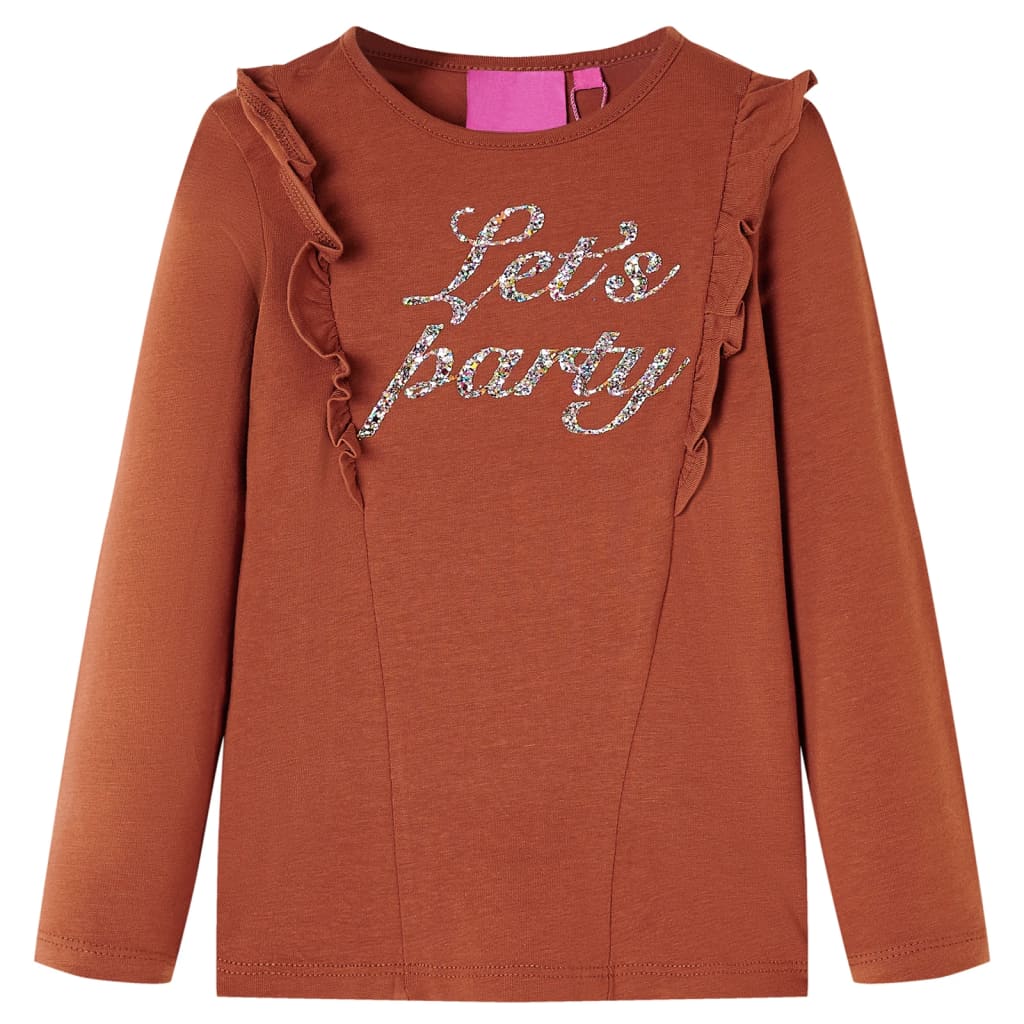 Kindershirt met lange mouwen 128 cognackleurig – afbeelding 1
