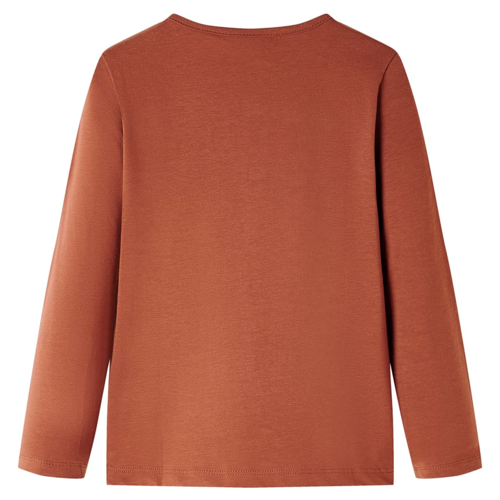Kindershirt met lange mouwen 128 cognackleurig – afbeelding 2