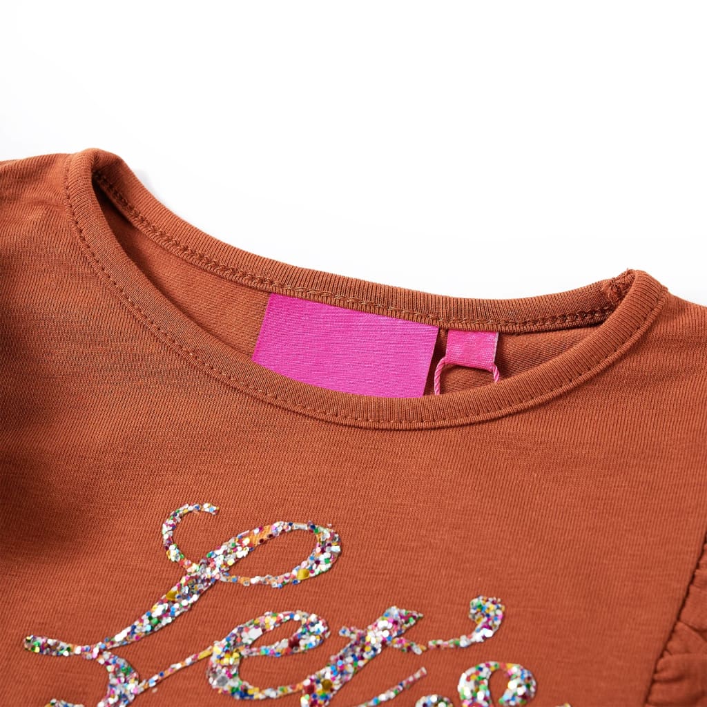 Kindershirt met lange mouwen 128 cognackleurig – afbeelding 3