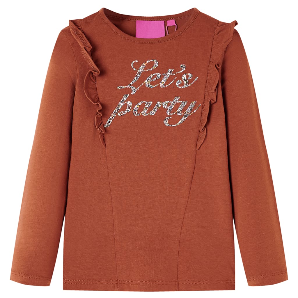 Kindershirt met lange mouwen 140 cognackleurig – afbeelding 1