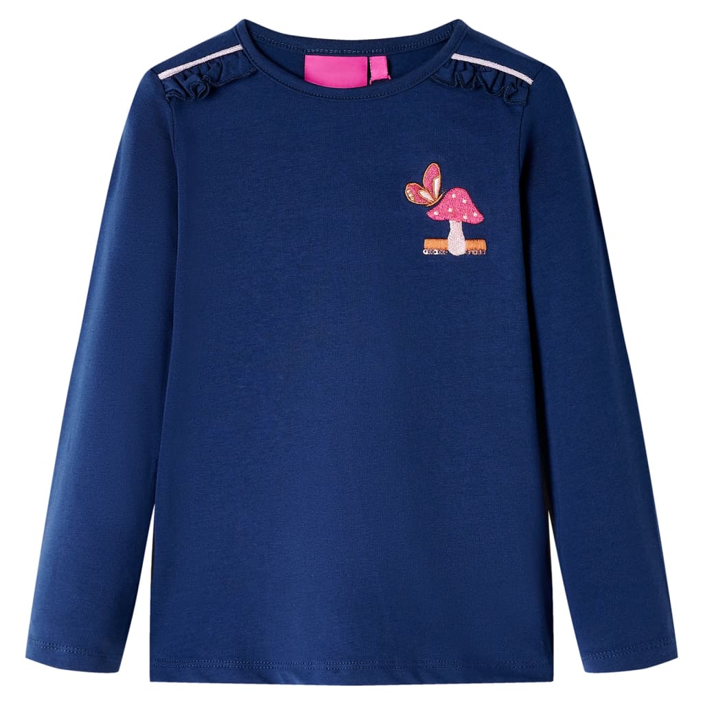 Kindershirt met lange mouwen 128 marineblauw