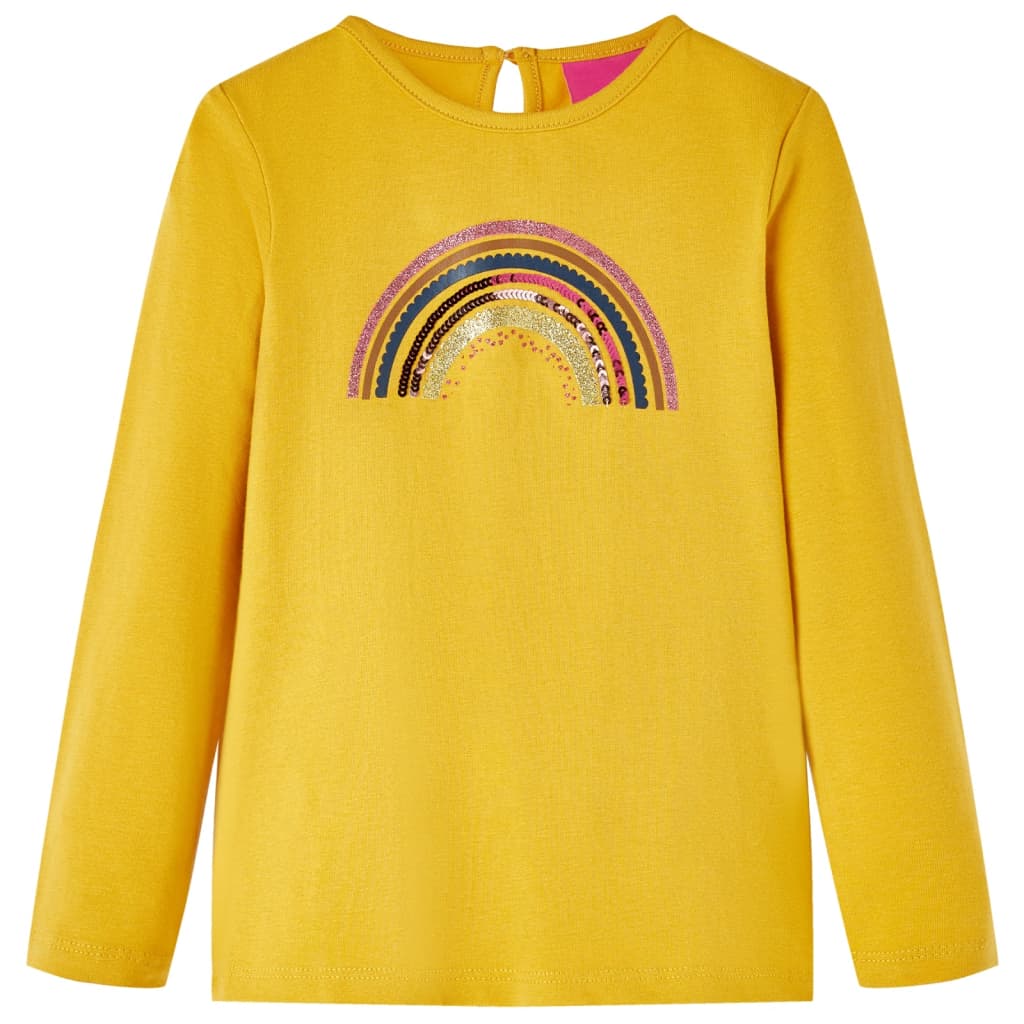 Kindershirt met lange mouwen 116 okerkleurig