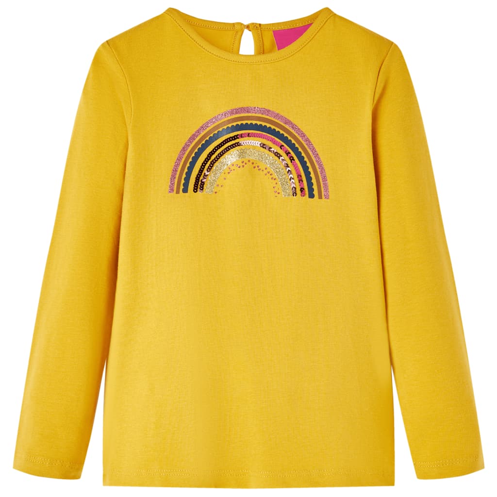 Kindershirt met lange mouwen 128 okerkleurig