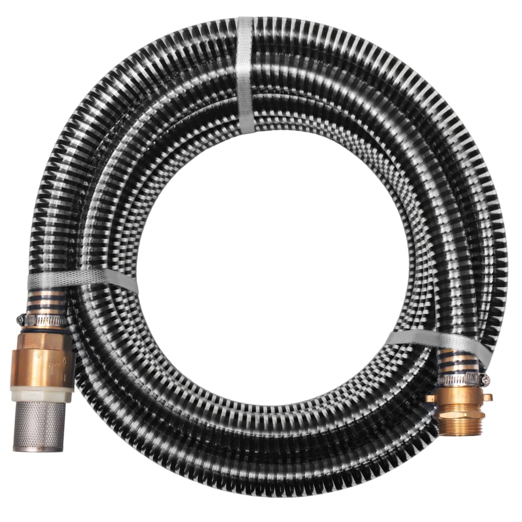 Zuigslang met messing koppelingen 3 m 25 mm zwart