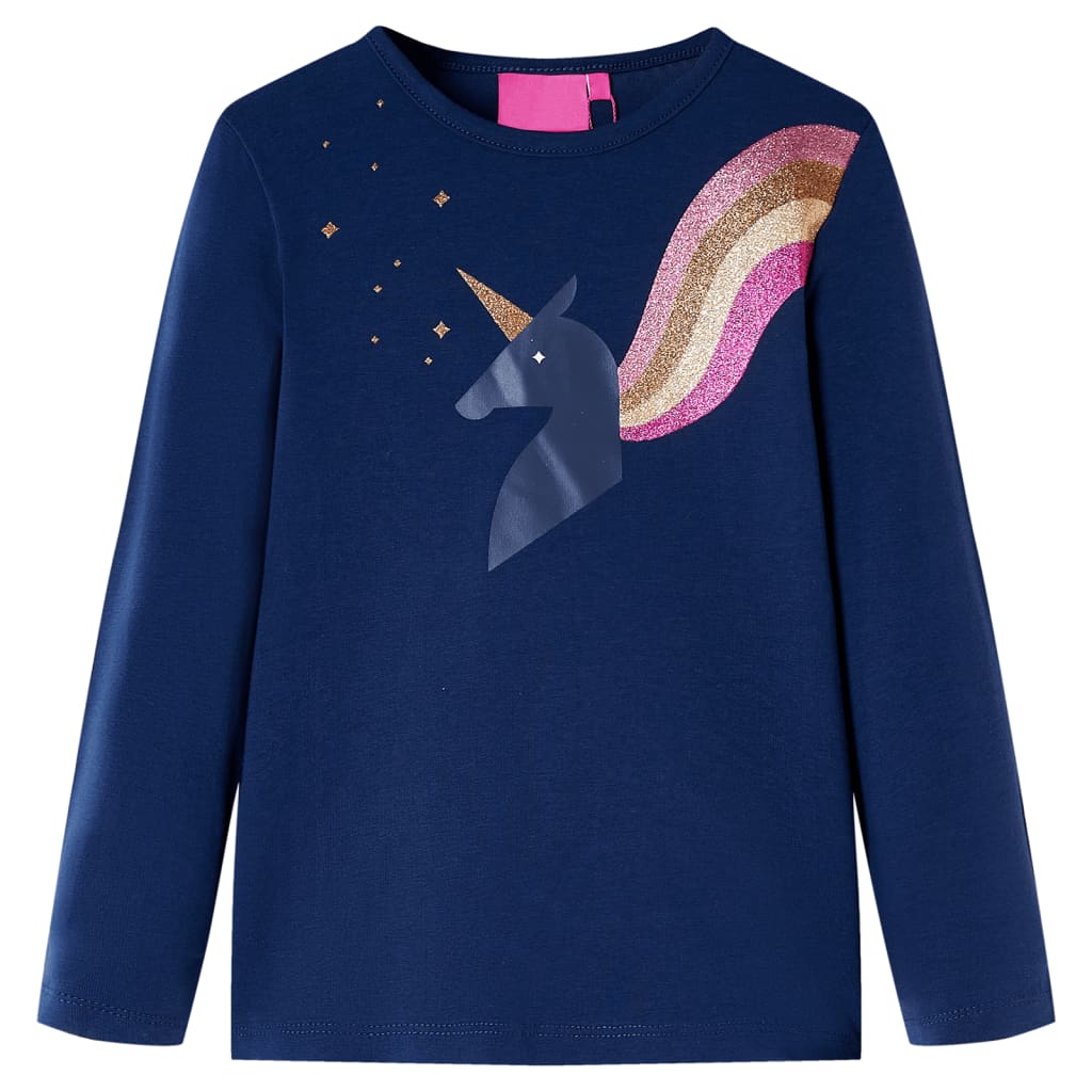 Kindershirt met lange mouwen 128 marineblauw – afbeelding 1