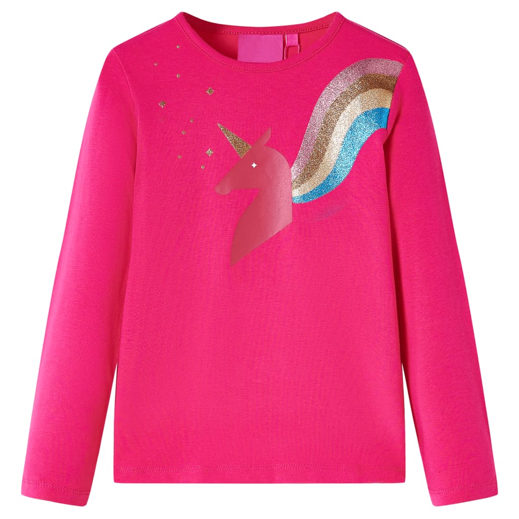 Kindershirt met lange mouwen 92 felroze