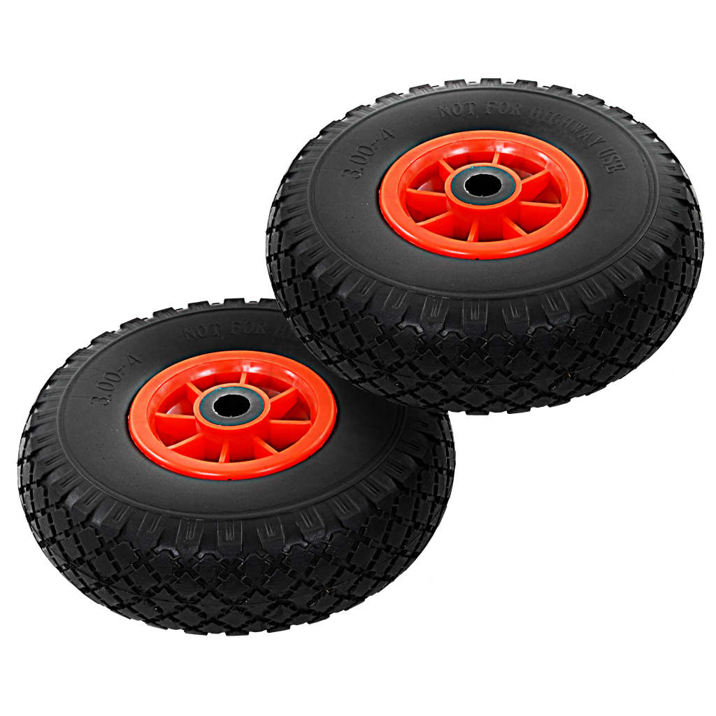 Steekwagenwielen 3,00-4 (260x85) massief PU 2 st – afbeelding 1