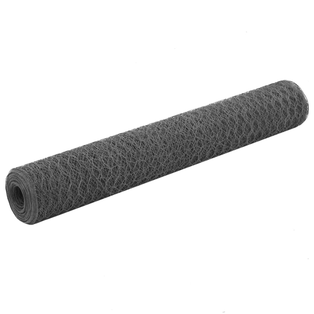 Kippengaas 25x1 m staal met PVC coating grijs – afbeelding 1