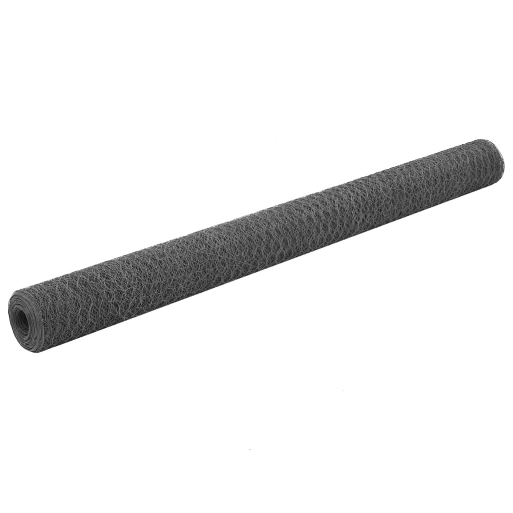 Kippengaas 25x1,5 m staal met PVC coating grijs – afbeelding 1